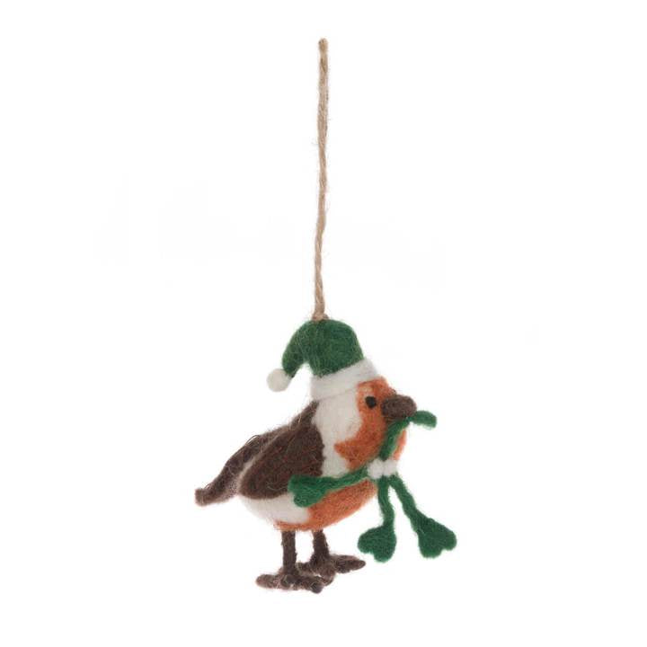 Festive Robin Felt Decoration