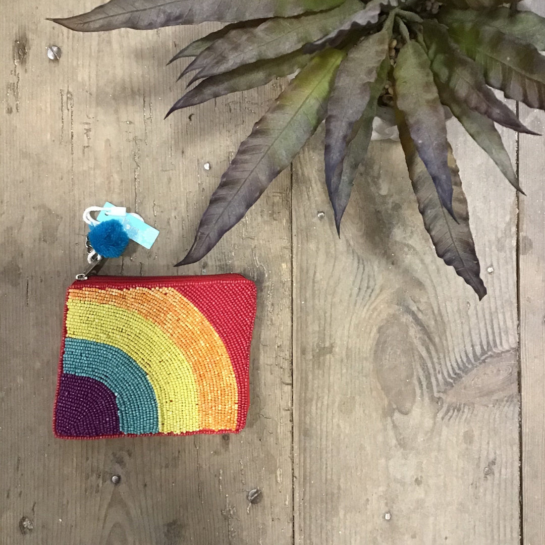Rainbow Beaded Zip Purse