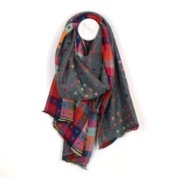 Jacquard Mulitcoloured Spot Reversible Scarf