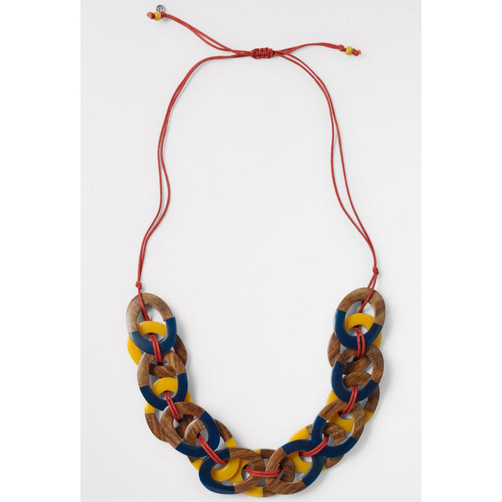 Woven Hoop Necklace - Wood and Resin