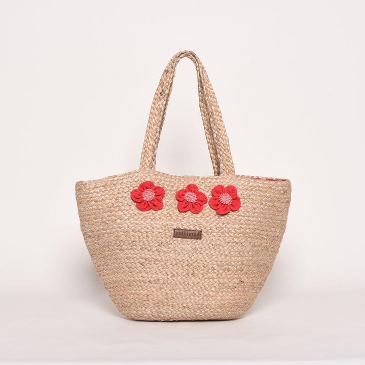 Brakeburn Jute Beach bag with Flowers
