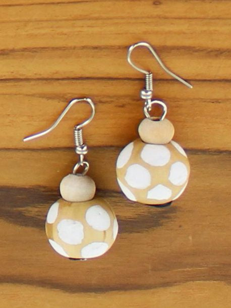 Wooden Ball Drop Earrings