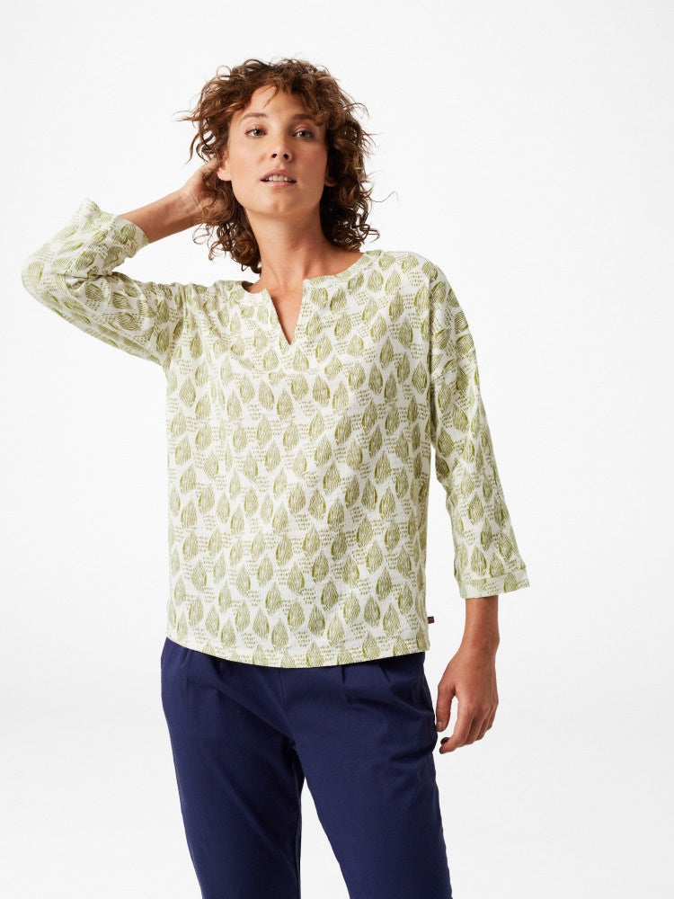 Textured Front Jersey Tee - Green Leaf Print