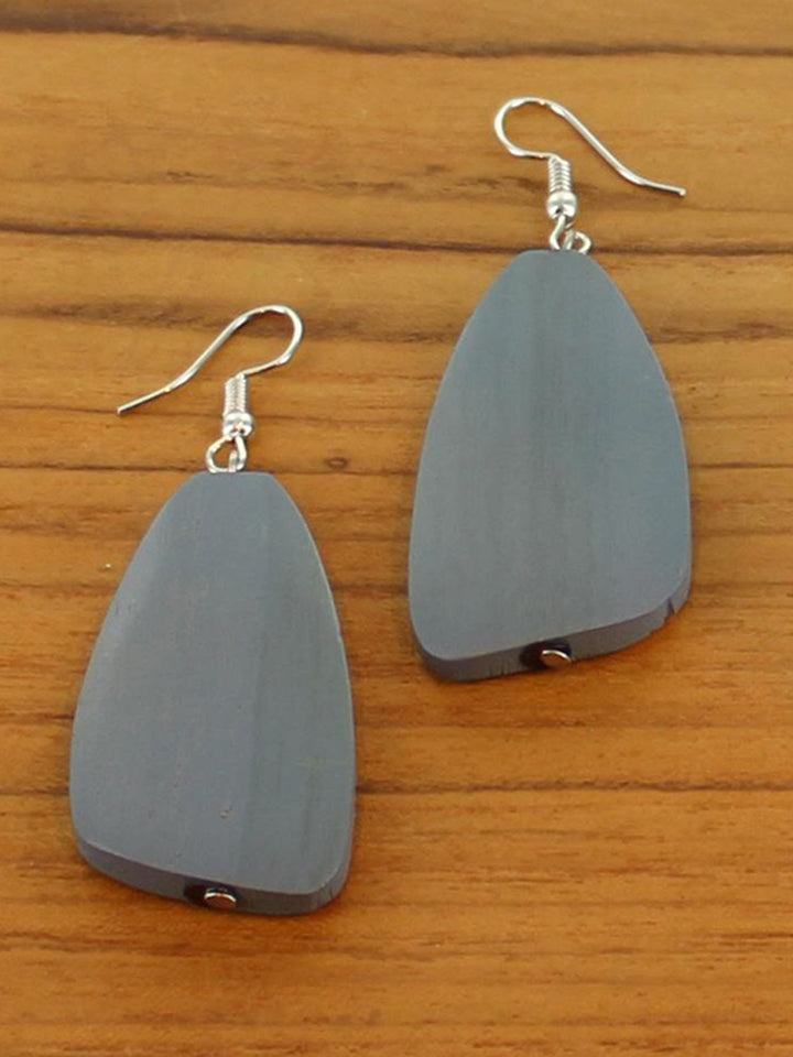 Wooden Pebble Drop Earring