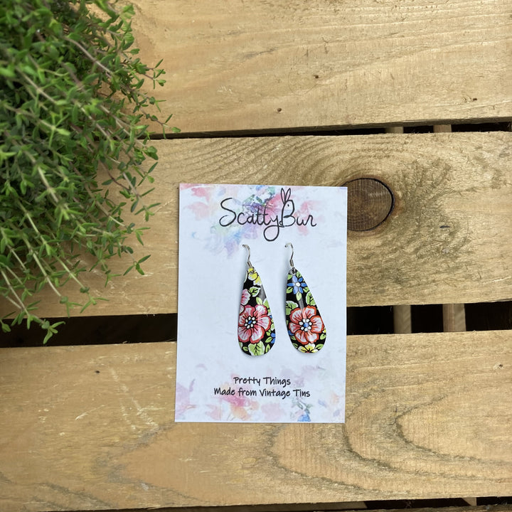 Cornish Recycled Large Teardrop Earrings