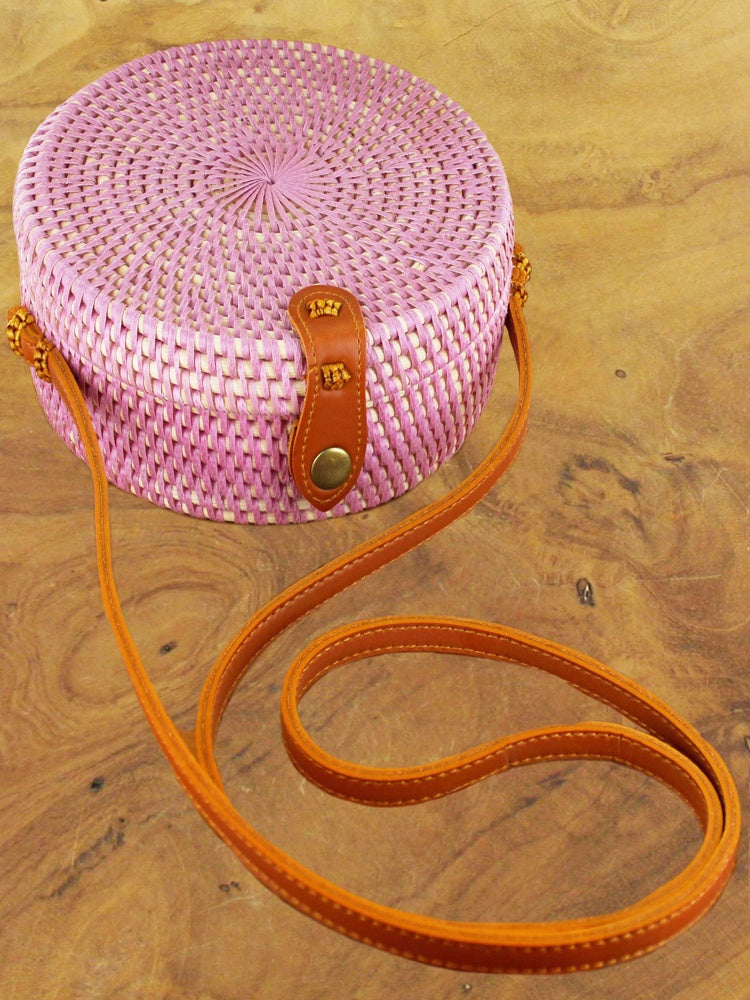 Round Basket Bag with Long Handle
