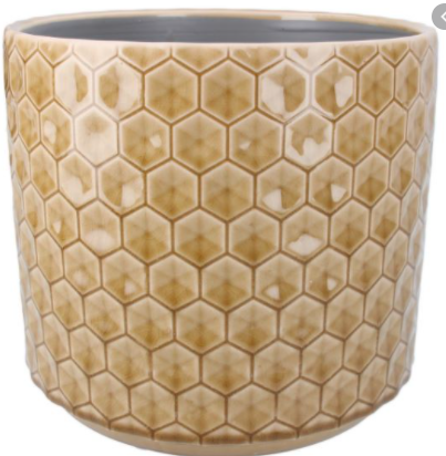 Mustard Honeycomb Ceramic Mini Pot Cover