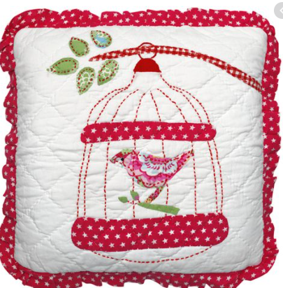 Quilted Red Bird Cage Cushion Cover