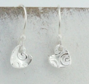 Silver Textured Drop Earrings