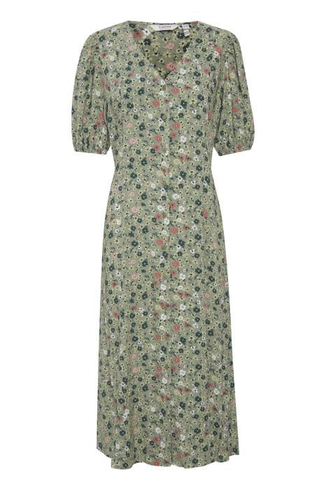 Joella Midi Dress - Olive Green Mix