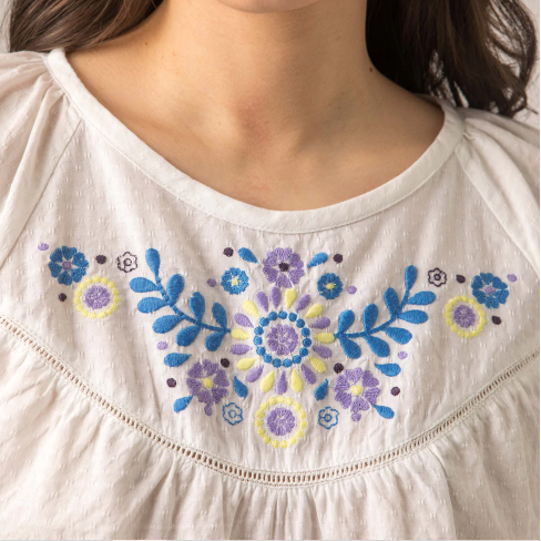 Embroidered Ladder Detail Tee
