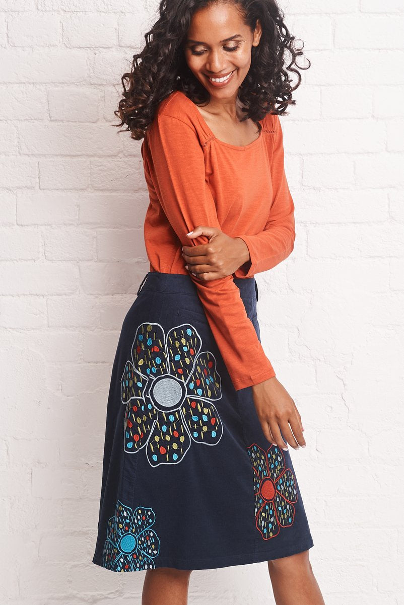 Embroidered Cord Flower Skirt