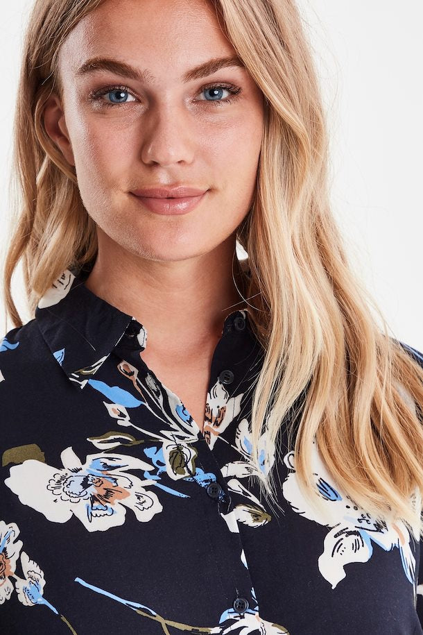 Ilena Shirt Dress in Blue Floral
