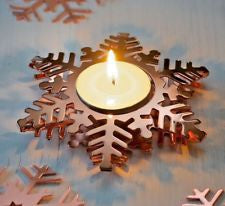 Snowflake Tea Light with Candle - Rose Gold