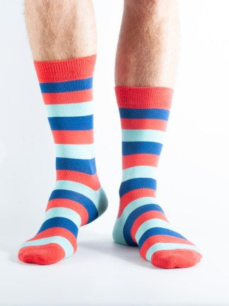 Bamboo Red Large Stripe Socks