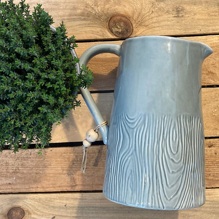 Grey Ceramic Wood Effect Large Jug
