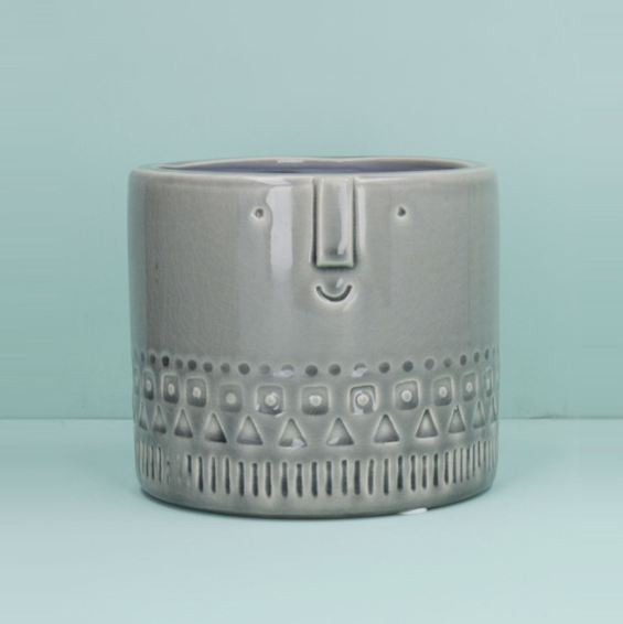 Grey Face Ceramic Pot Cover