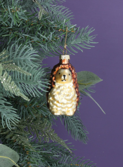 Painted Glass Hedgehog Decoration