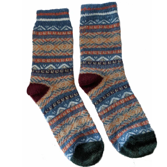 Highland Pattern Wool Blend Socks
