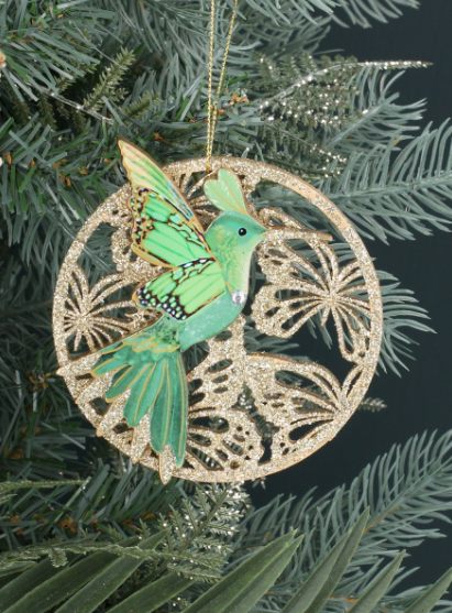Green Humming Bird Wood Decoration