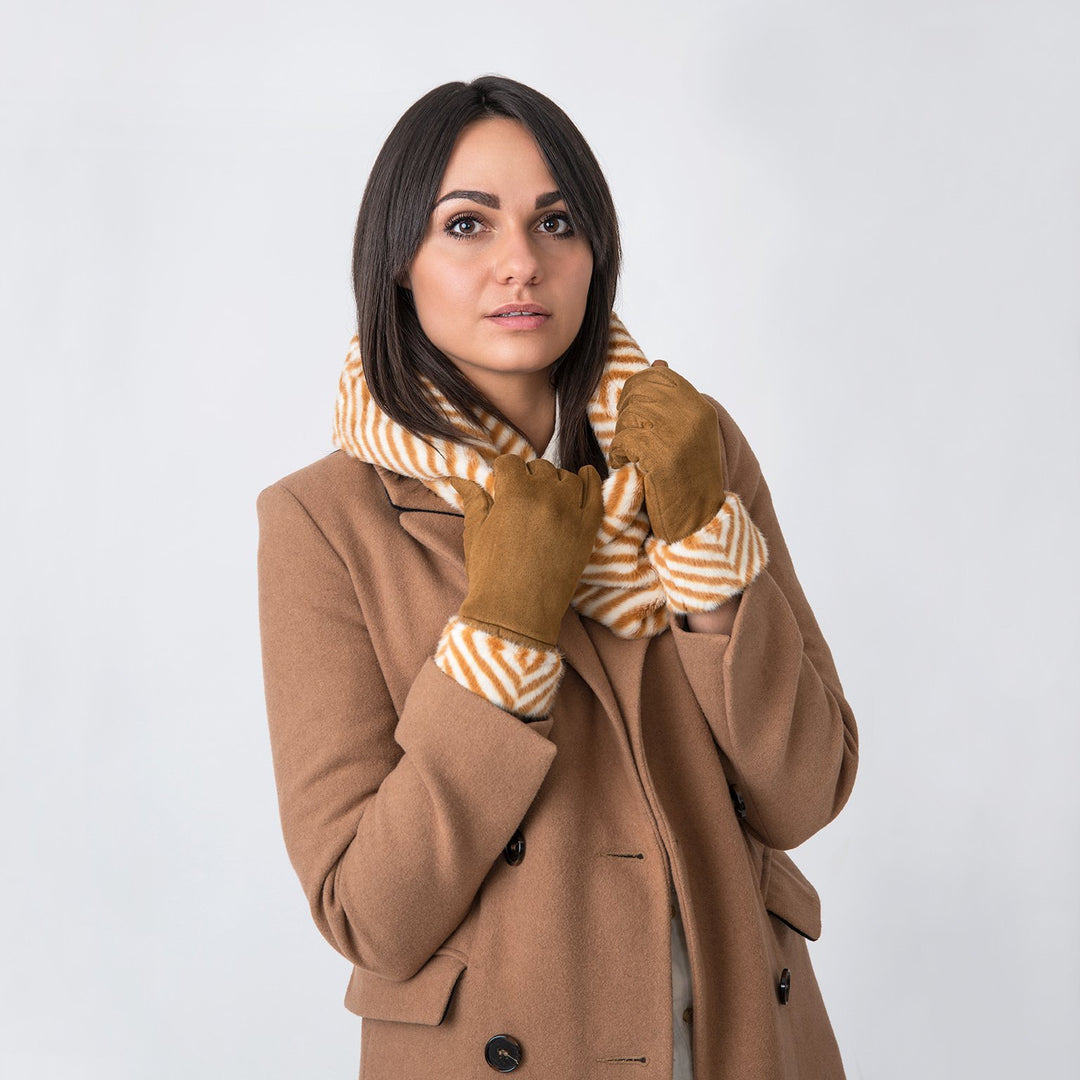 Iris Zebra Print Mustard Gloves