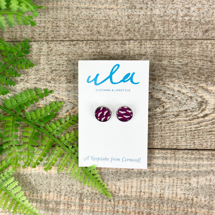 Japanese Fan Print Stud Earrings