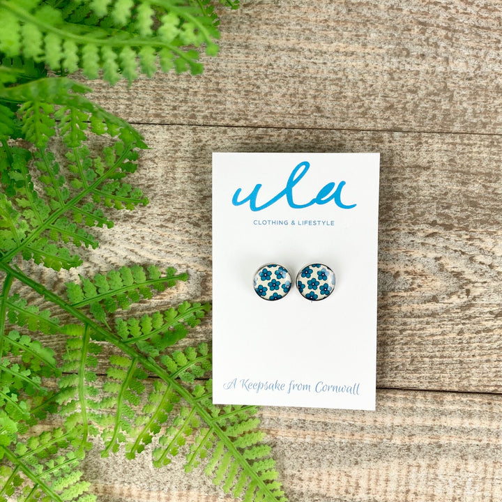 Japanese Flower Print Stud Earrings.
