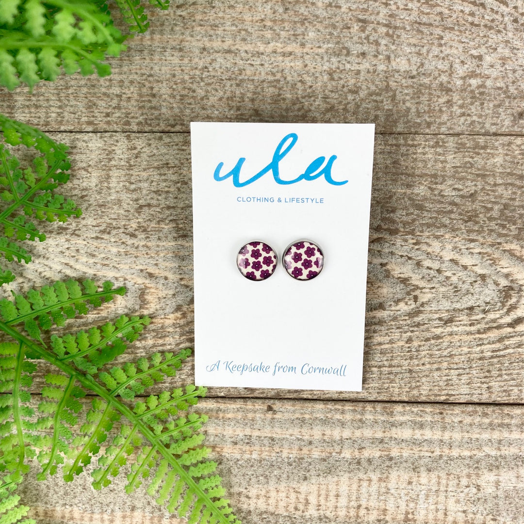Japanese Flower Print Stud Earrings.