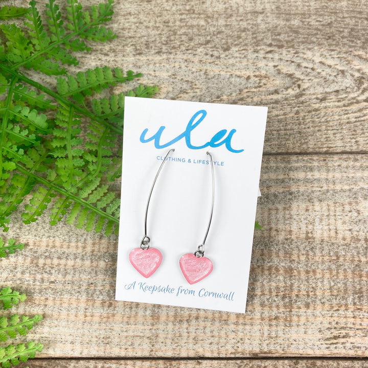 Heart Long Wire Drop Earrings