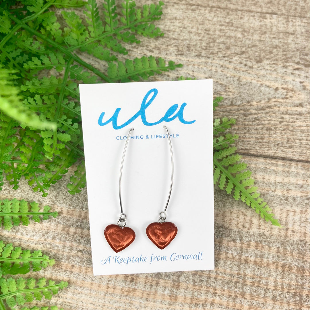 Heart Long Wire Drop Earrings