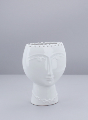 White Ceramic Lady Vase - Small