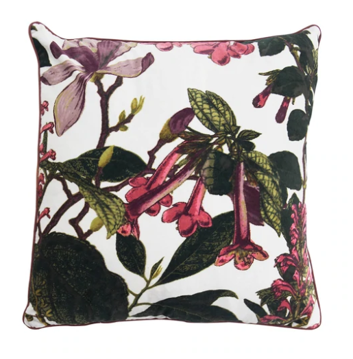 Magnolia White Velvet Cushion