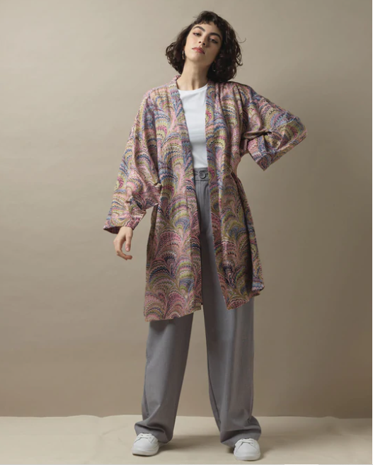 Marbled Collar Kimono
