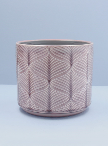 Dusky Mauve Wavy Ceramic Pot Cover - Medium