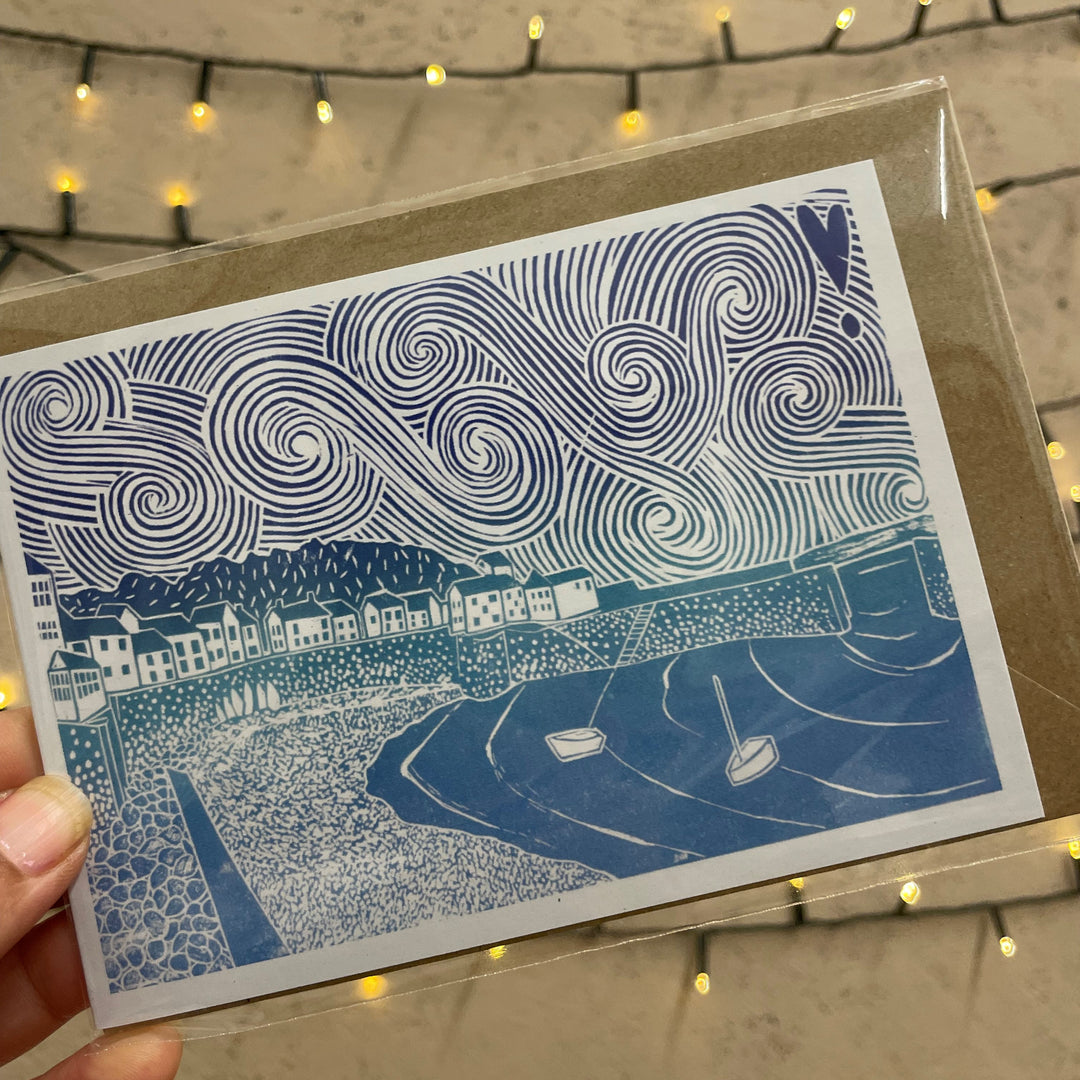 Mousehole 2 Lino Print Card
