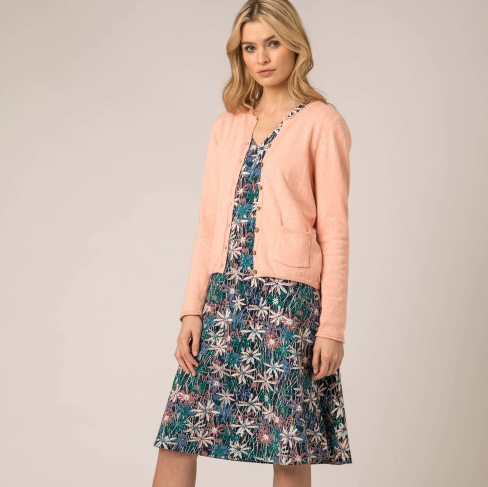 Notch Neck Fitted Cardigan