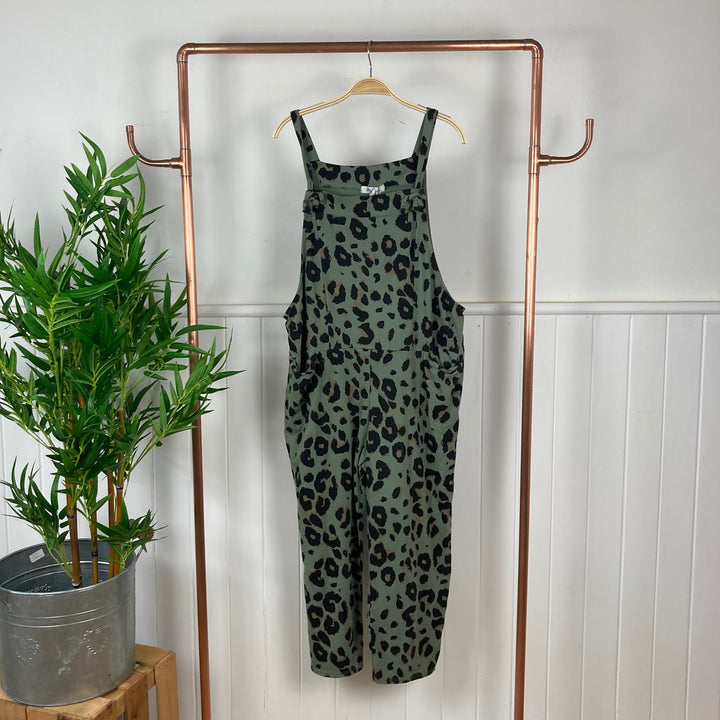 Leopard Print Jersey Dungarees