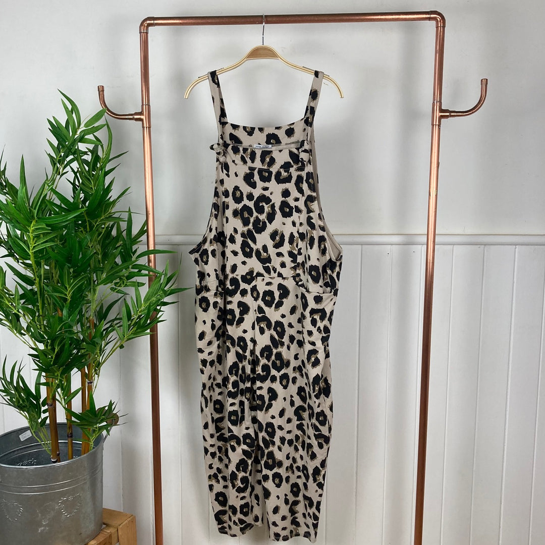 Leopard Print Jersey Dungarees
