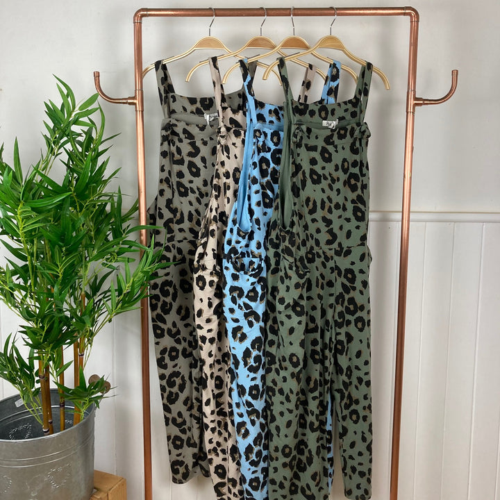 Leopard Print Jersey Dungarees