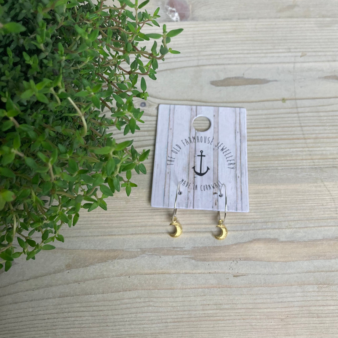 Gold Puff Charm Hoops