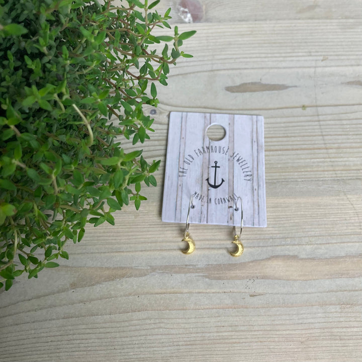 Gold Puff Charm Hoops