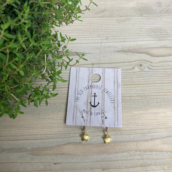 Gold Puff Charm Hoops