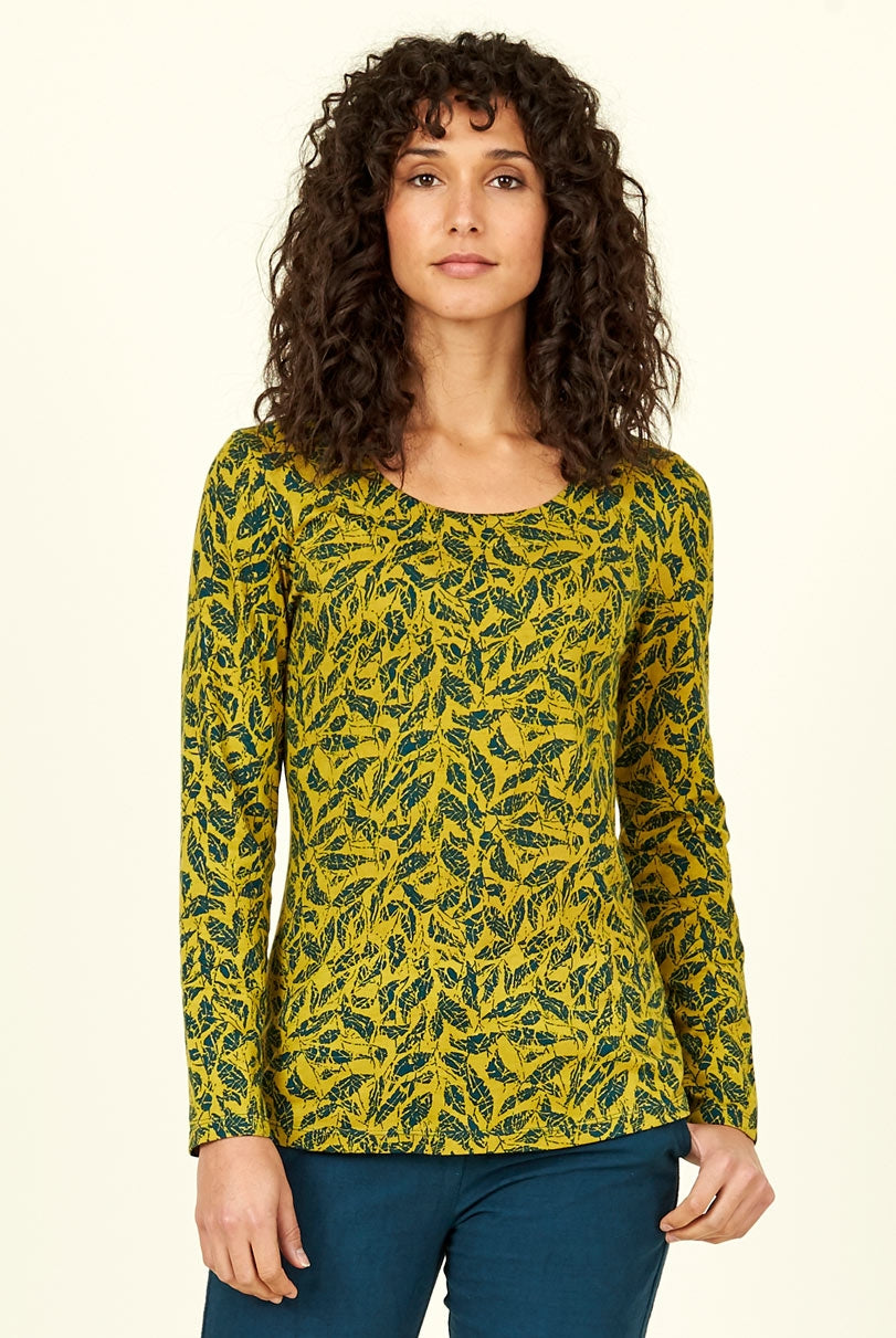 Citrine Yellow and Blue Printed Organic Cotton Top