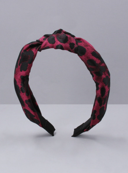 Pink Leopard Print Jacquard Headband