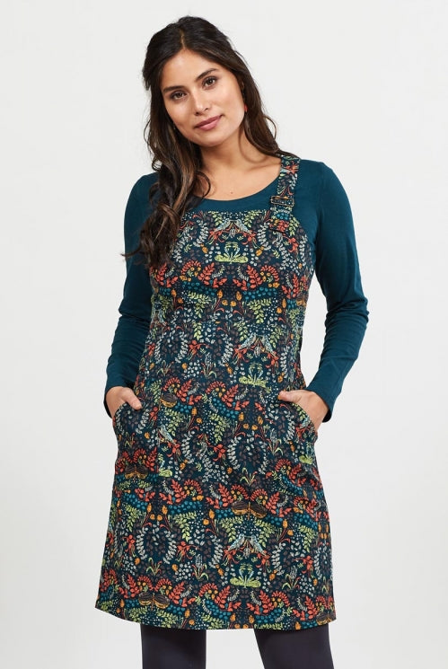 Printed Dungaree Pinafore Dress