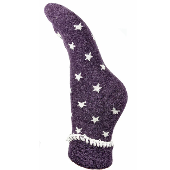 Cuff Fluffy Wool Socks with Stars
