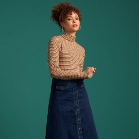 Roll Neck Huntley Stripe Top