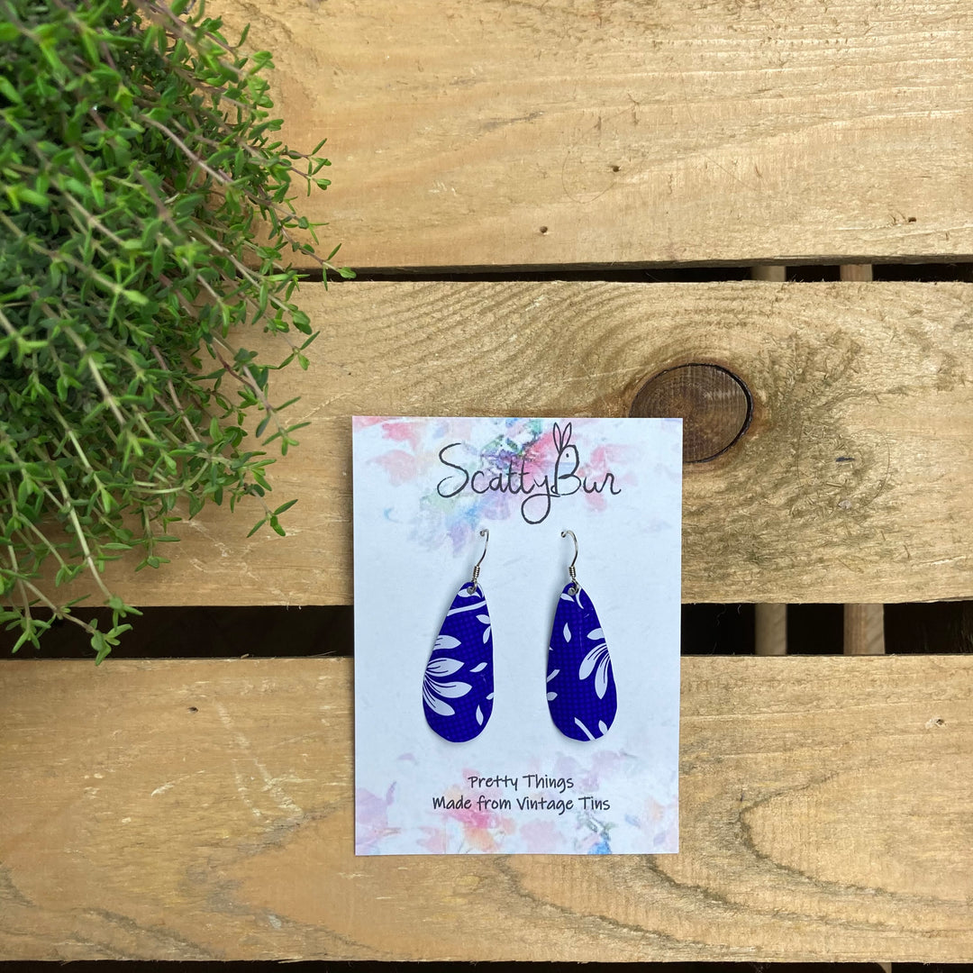 Cornish Recycled Large Teardrop Earrings