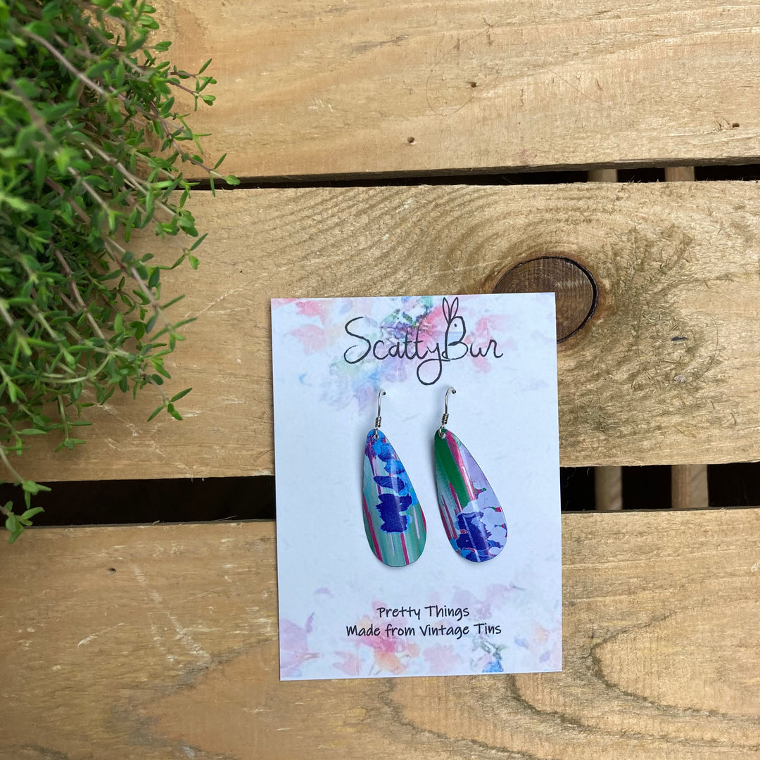 Cornish Recycled Large Teardrop Earrings