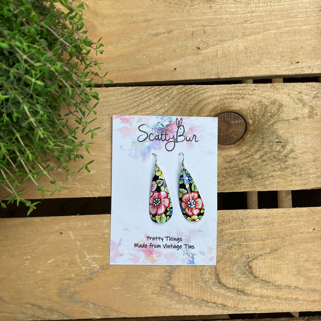 Cornish Recycled Large Teardrop Earrings